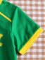 Kids Brazil Football Jersey T-Shirt |   Yellow and Green Brazil Flag Print Short - close-up | The BB's Box
