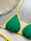 Brazil Flag Embroidered Bikini Sexy Beach Ladies Swimsuit Letter Embroidery High - front view | The BB's Box