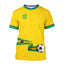 Simple Brazil Football T-shirts Summer Fashion Short Sleeve 3D Brazilian Flag Pr - styling view | The BB's Box