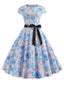 Music Note Print Dress 50s 60s Robe Retro Swing Casual Vintage - back view | The BB's Box