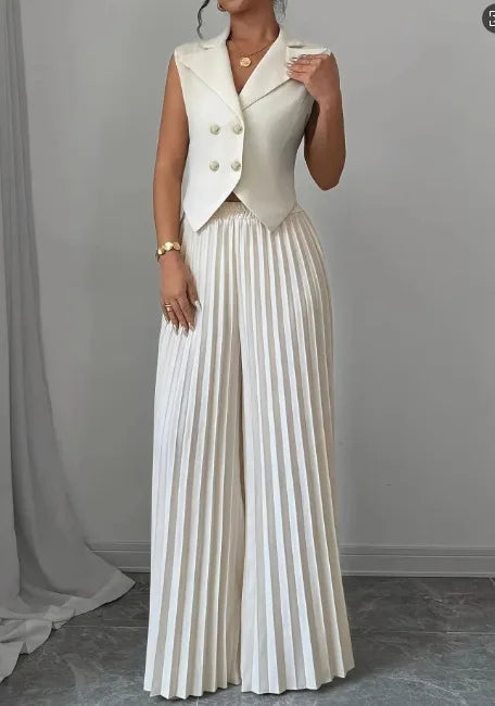 Women Fashion Solid Office Suit Casual Slim Button Two Piece Set Elegant Turn Do - alternate view | The BB's Box