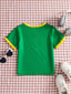 Kids Brazil Football Jersey T-Shirt |   Yellow and Green Brazil Flag Print Short-Sleeved T-Shirt |   Summer Casual Brazil National Team Sweatshirt Suitable for Boys and Girls, Carnival, St. John's Day.