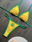 Brazil Flag Embroidered Bikini Sexy Beach Ladies Swimsuit Letter Embroidery High - detail view | The BB's Box
