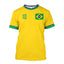Simple Brazil Football T-shirts Summer Fashion Short Sleeve 3D Brazilian Flag Pr - close-up | The BB's Box