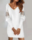 2024 Fashion Sexy V-Neck Mini Dress Vestidos Elegant Women's Autumn Winter Casual Loose Lace Long Sleeve Office Lady Dress Robe