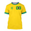 Simple Brazil Football T-shirts Summer Fashion Short Sleeve 3D Brazilian Flag Pr - styling view | The BB's Box