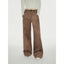"Vintage Walk" Chenille Suede Mid-Rise Cashew Smudge Print Scimitar Pants
