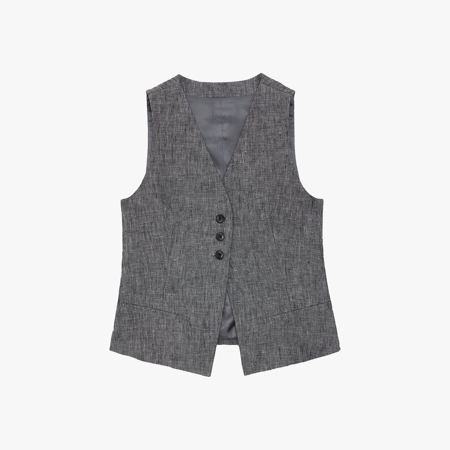 Old Money Space Linen Draped Vest and Straight Trousers Suit - alternate view | The BB's Box