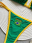 Brazil Flag Embroidered Bikini Sexy Beach Ladies Swimsuit Letter Embroidery High - side view | The BB's Box