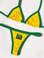 Brazil Flag Embroidered Bikini Sexy Beach Ladies Swimsuit Letter Embroidery High - styling view | The BB's Box