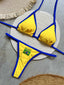 Brazil Flag Embroidered Bikini Sexy Beach Ladies Swimsuit Letter Embroidery High - back view | The BB's Box