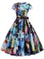 Music Note Print Dress 50s 60s Robe Retro Swing Casual Vintage - detail view | The BB's Box