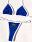 Brazil Flag Embroidered Bikini Sexy Beach Ladies Swimsuit Letter Embroidery High - close-up | The BB's Box