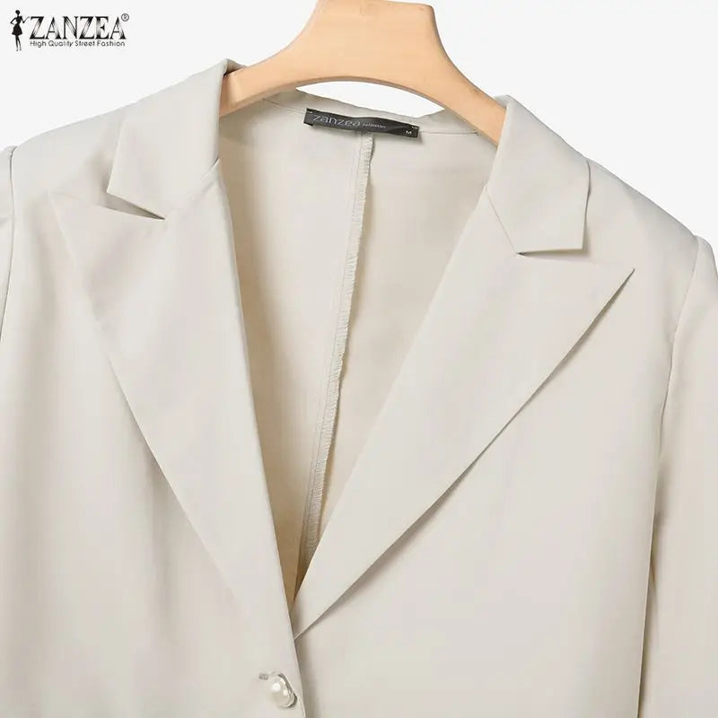 ZANZEA Office Women 2 Piece Sets Spring Outfits 2026 Elegant Long Sleeve Blazer  - styling view | The BB's Box