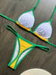 Brazil Flag Embroidered Bikini Sexy Beach Ladies Swimsuit Letter Embroidery High - close-up | The BB's Box