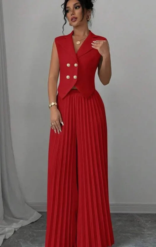Women Fashion Solid Office Suit Casual Slim Button Two Piece Set Elegant Turn Do - detail view | The BB's Box