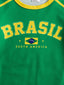 Kids Brazil Football Jersey T-Shirt |   Yellow and Green Brazil Flag Print Short - back view | The BB's Box