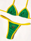 Brazil Flag Embroidered Bikini Sexy Beach Ladies Swimsuit Letter Embroidery High - styling view | The BB's Box