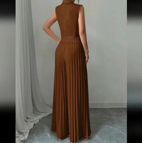 Women Fashion Solid Office Suit Casual Slim Button Two Piece Set Elegant Turn Do - close-up | The BB's Box
