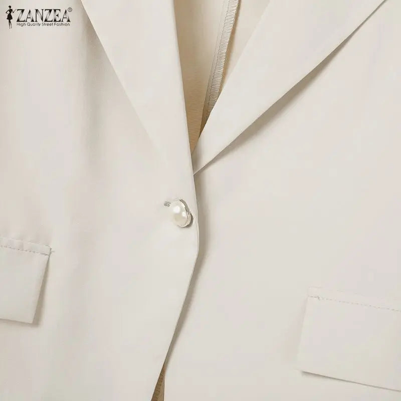 ZANZEA Office Women 2 Piece Sets Spring Outfits 2026 Elegant Long Sleeve Blazer  - front view | The BB's Box