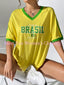 Brazil Flag Print Casual T-Shirts Gothic T Shirt  Short Sleeve BRAZIL print T sh - side view | The BB's Box
