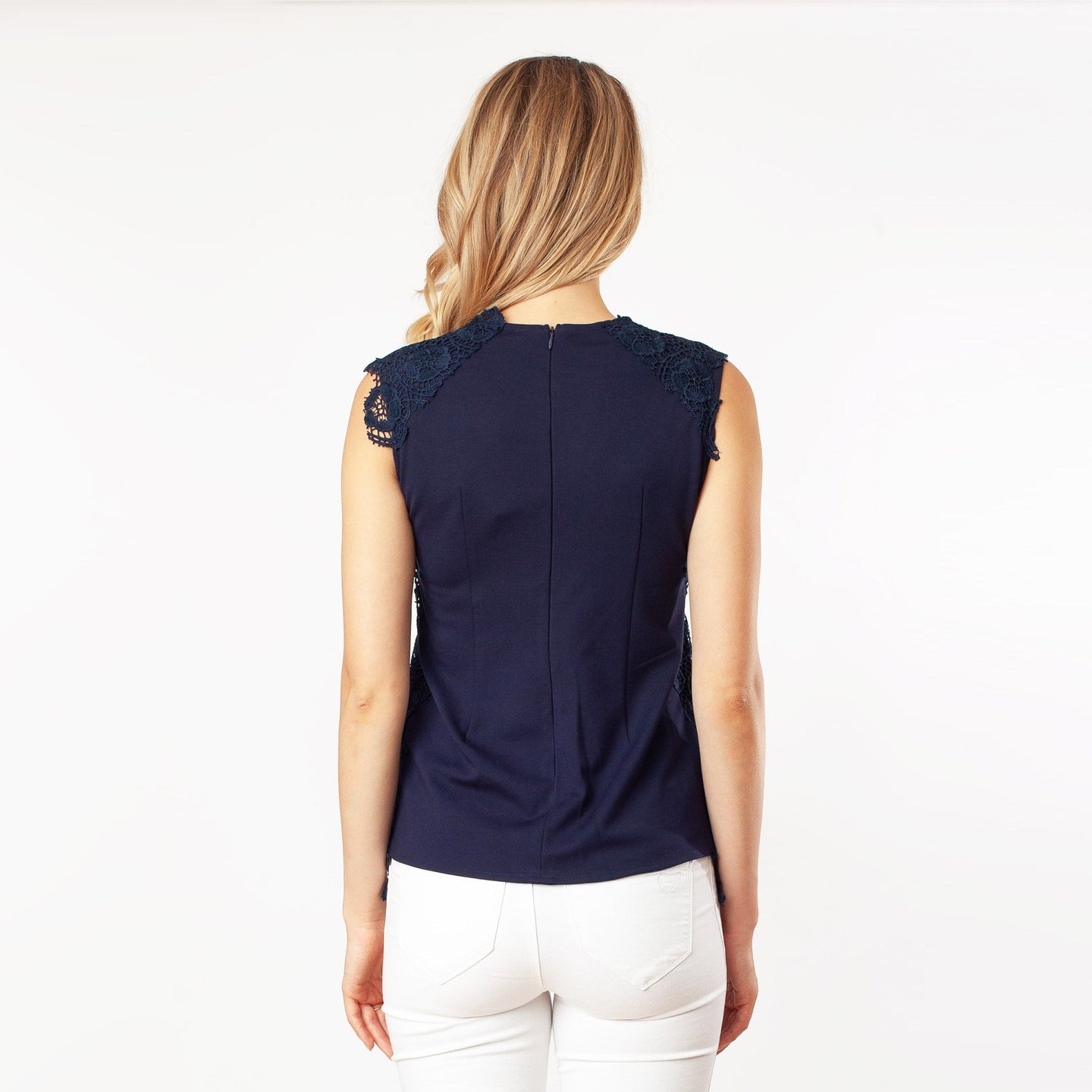 Sleeveless Mix-Media Blouse - back view | The BB's Box