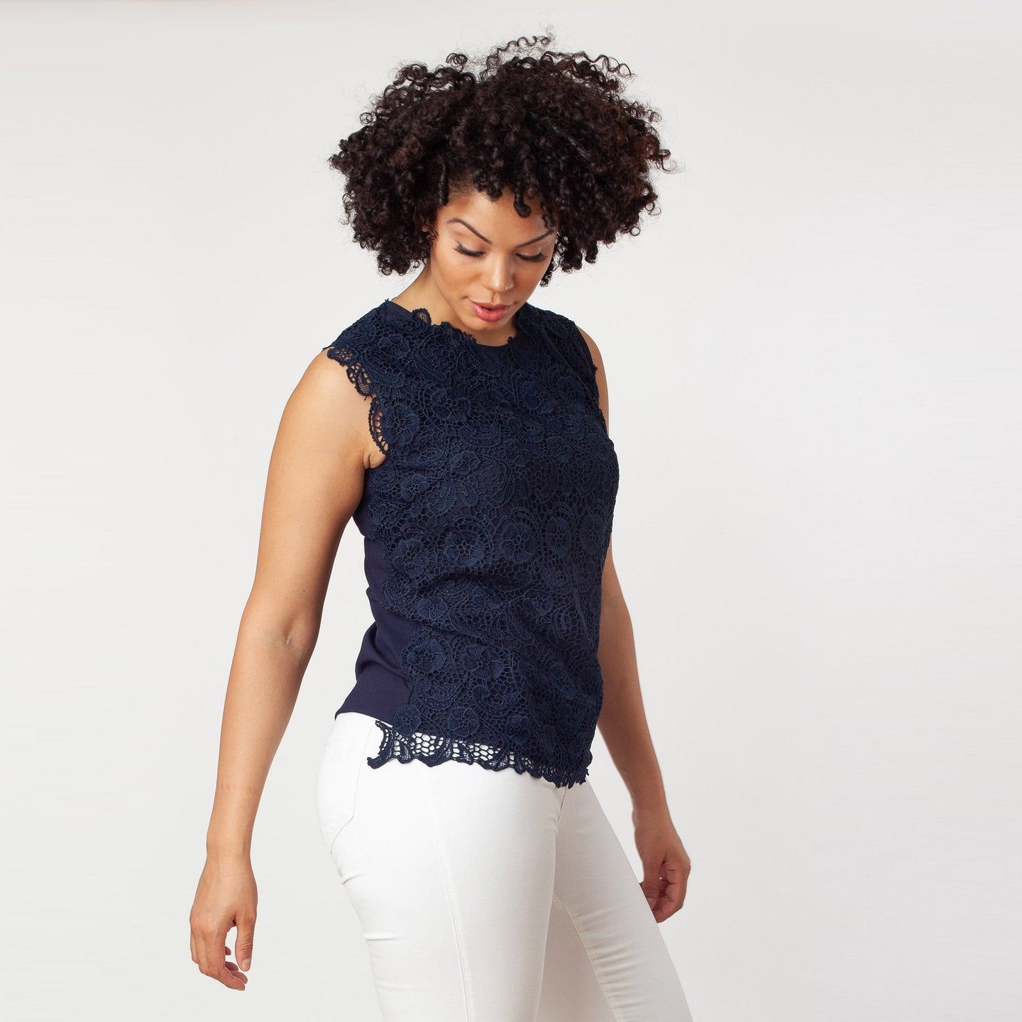 Sleeveless Mix-Media Blouse - styling view | The BB's Box