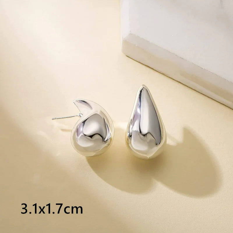 Stainless Steel Hollow Drop Earrings - detail view | The BB's Box