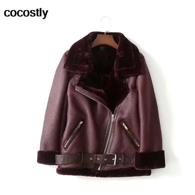 Diana Faux Leather Fur Womans Coat - back view | The BB's Box