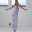 Tie Dye Halter Backless Maxi Dress Set - back view | The BB's Box