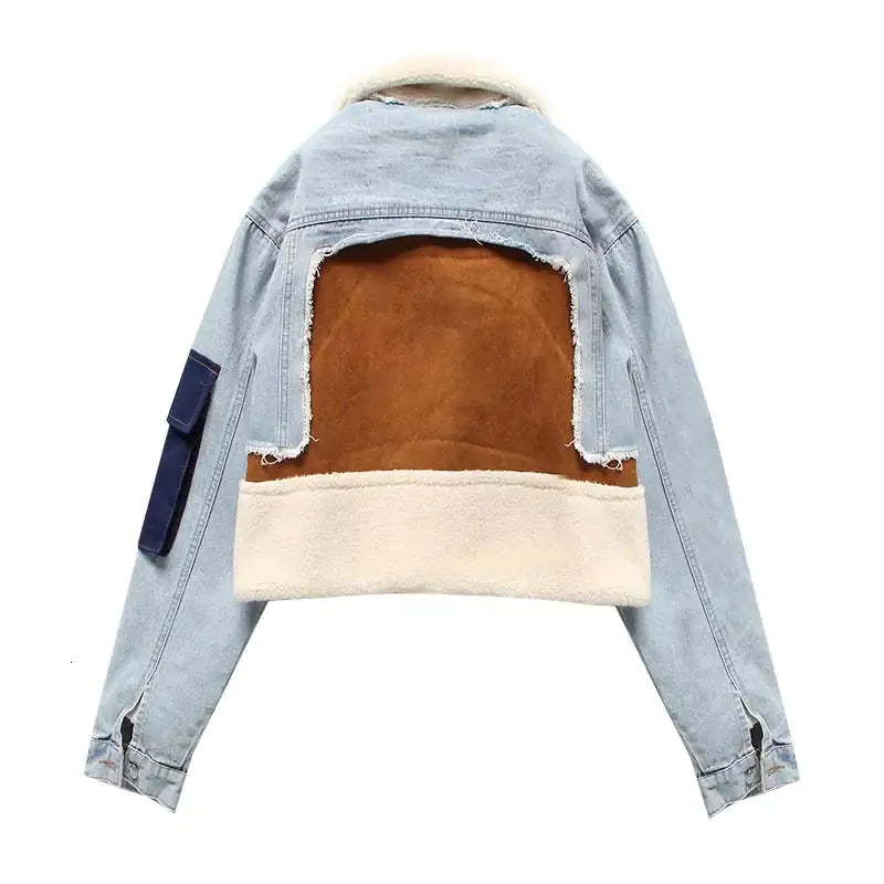 Women's Stylish Denim Sherpa Jacket