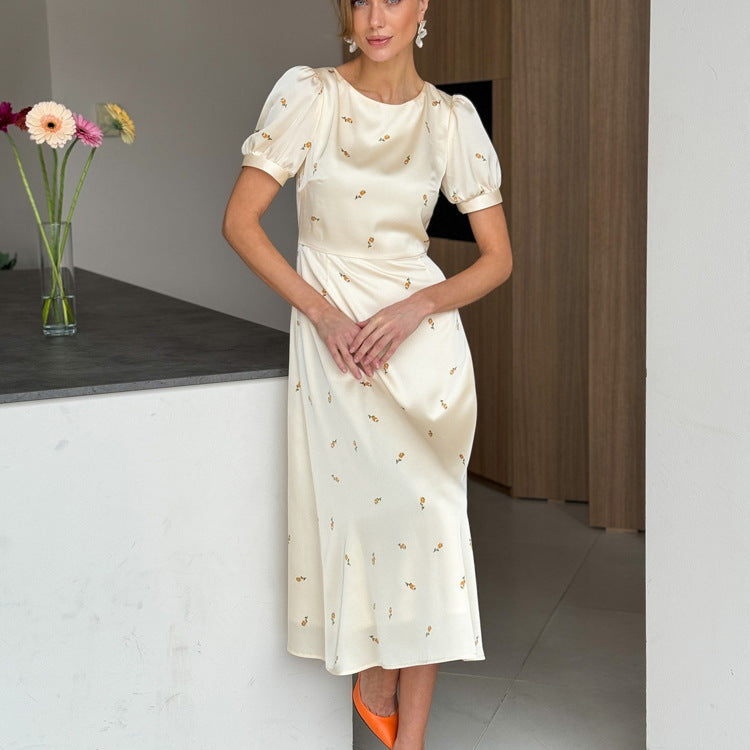 Floral Satin Midi Dress - view 2 | The BB's Box