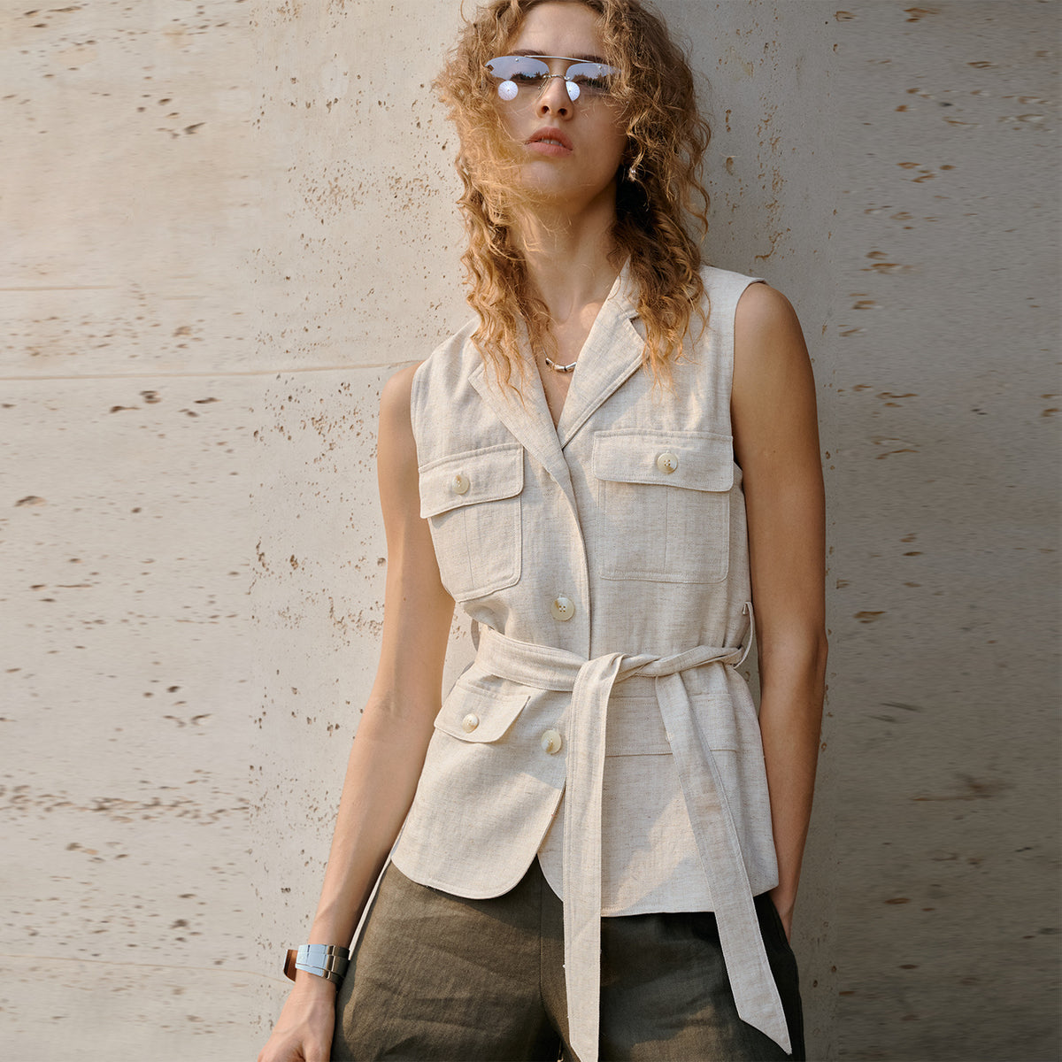 Belted Linen-Blend Waistcoat - view 2 | The BB's Box