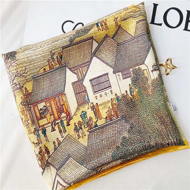 Large square silk scarf in yellow - view 3