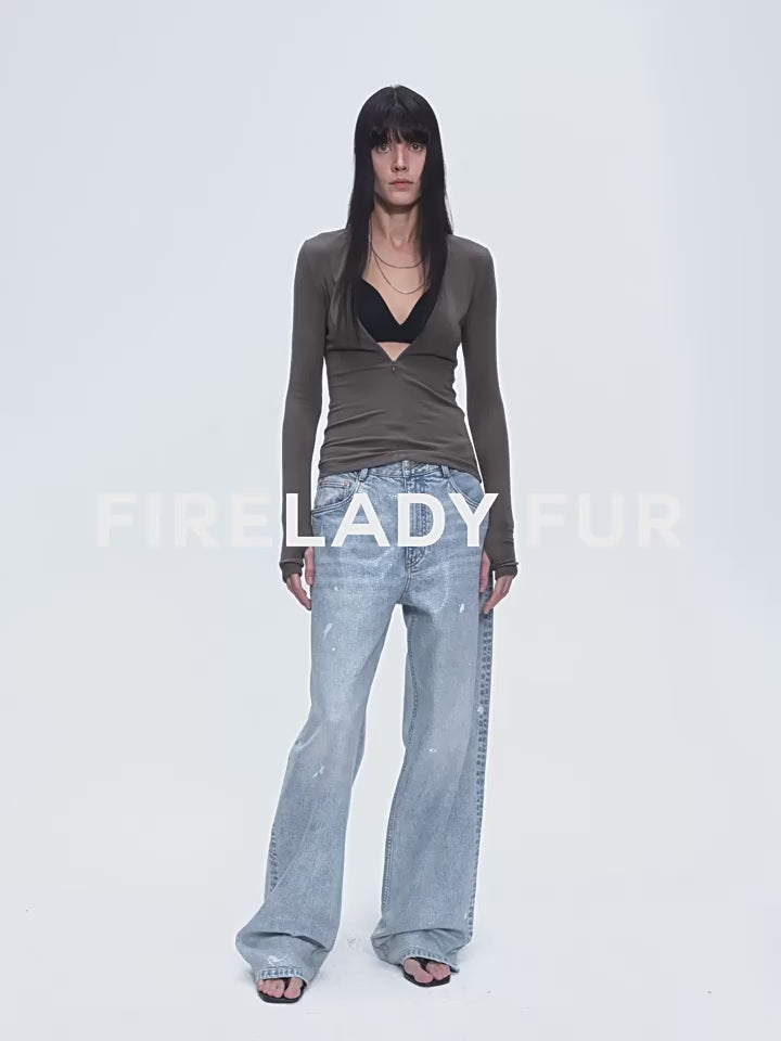 Art Journey Distressed Dirty Dyed Tencel Cotton Jeans - back view | The BB's Box