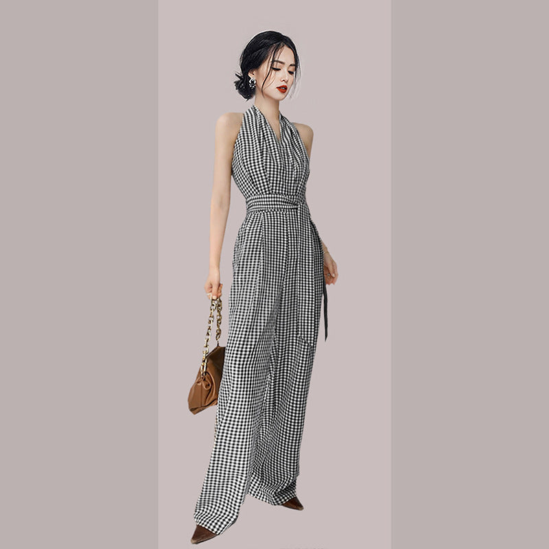 Gingham Halter Wide-Leg Jumpsuit - view 1 | The BB's Box