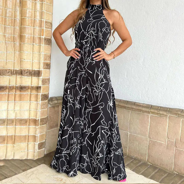 Elegant High Waist Lace-Up Sleeveless Jumpsuit - front view | The BB's Box