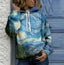 Printed Art Hooded Sweater for Autumn and Winter
