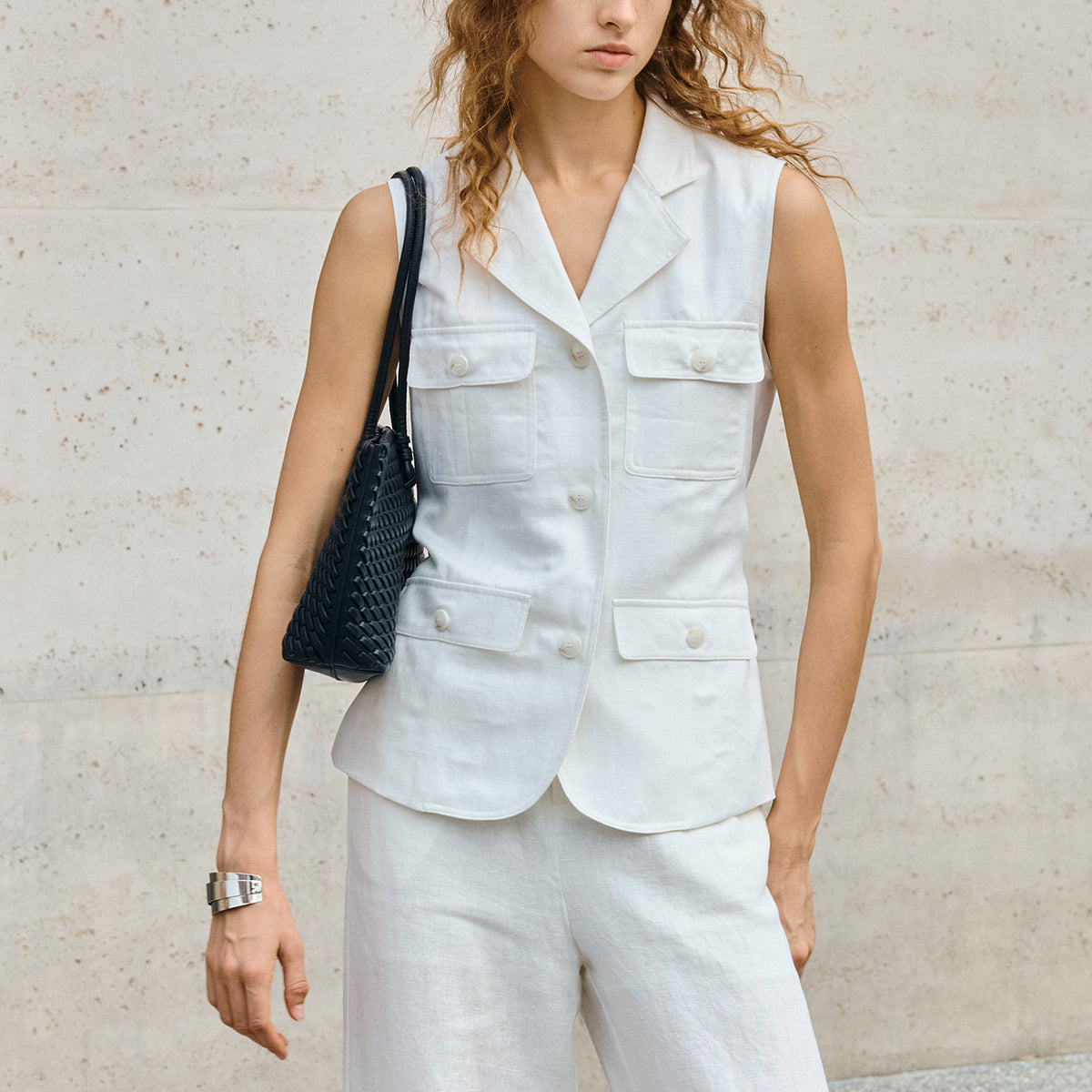 Belted Linen-Blend Waistcoat - view 4 | The BB's Box