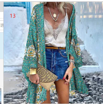 Boho Printed Viscose Kimonos with Batwing Sleeves (One) - The BB's Box