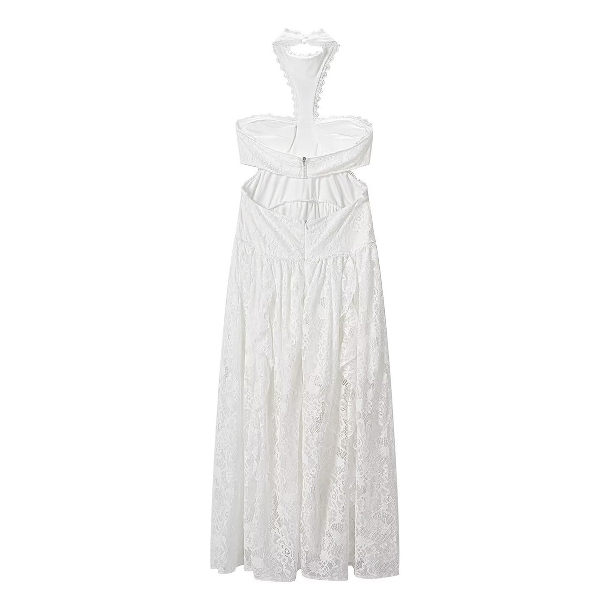 Lace slip maxi dress with halter neck - view 5