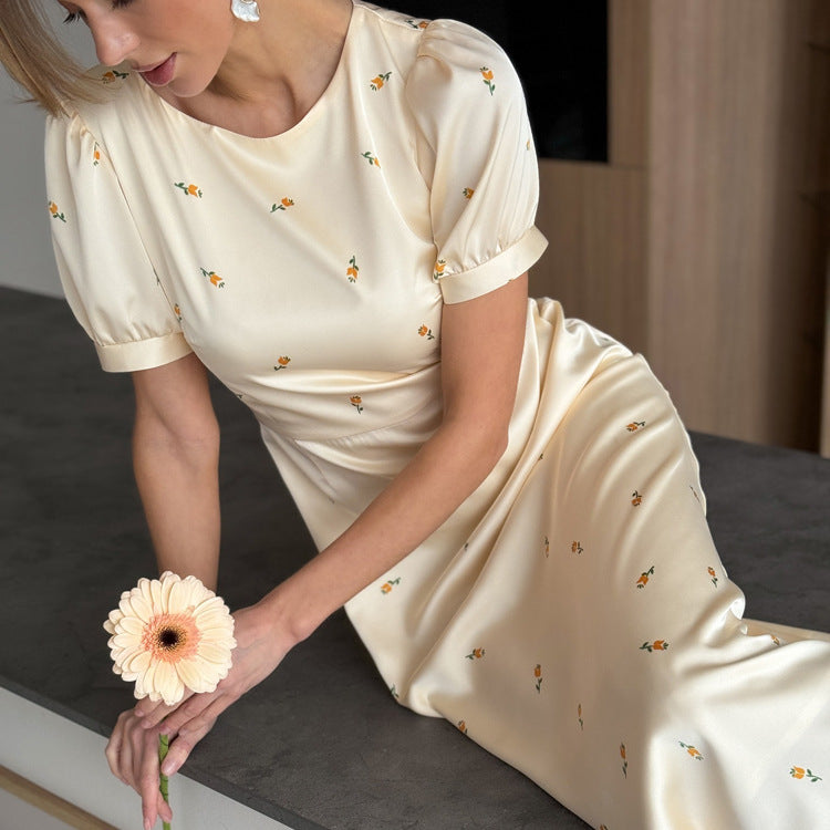 Floral Satin Midi Dress - view 5 | The BB's Box