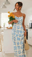 Womens Slim-Fit V-Neck Backless Printed Dress - back view | The BB's Box