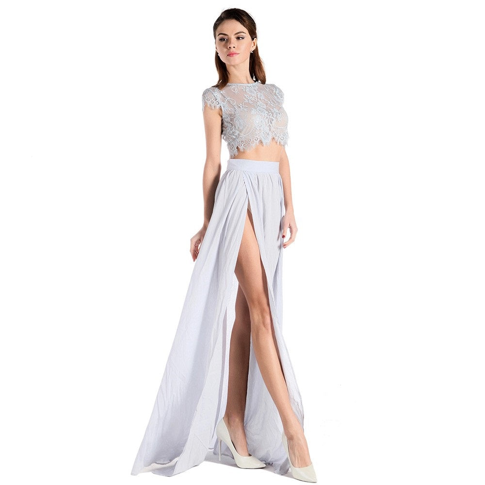 Vestido longo de duas peças 