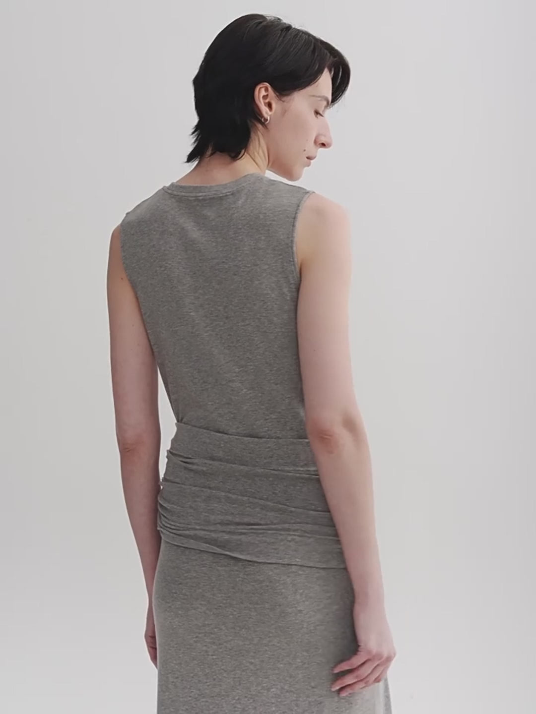 Ice Silk Wool Blend Dress With Adjustable Waistline - back view | The BB's Box