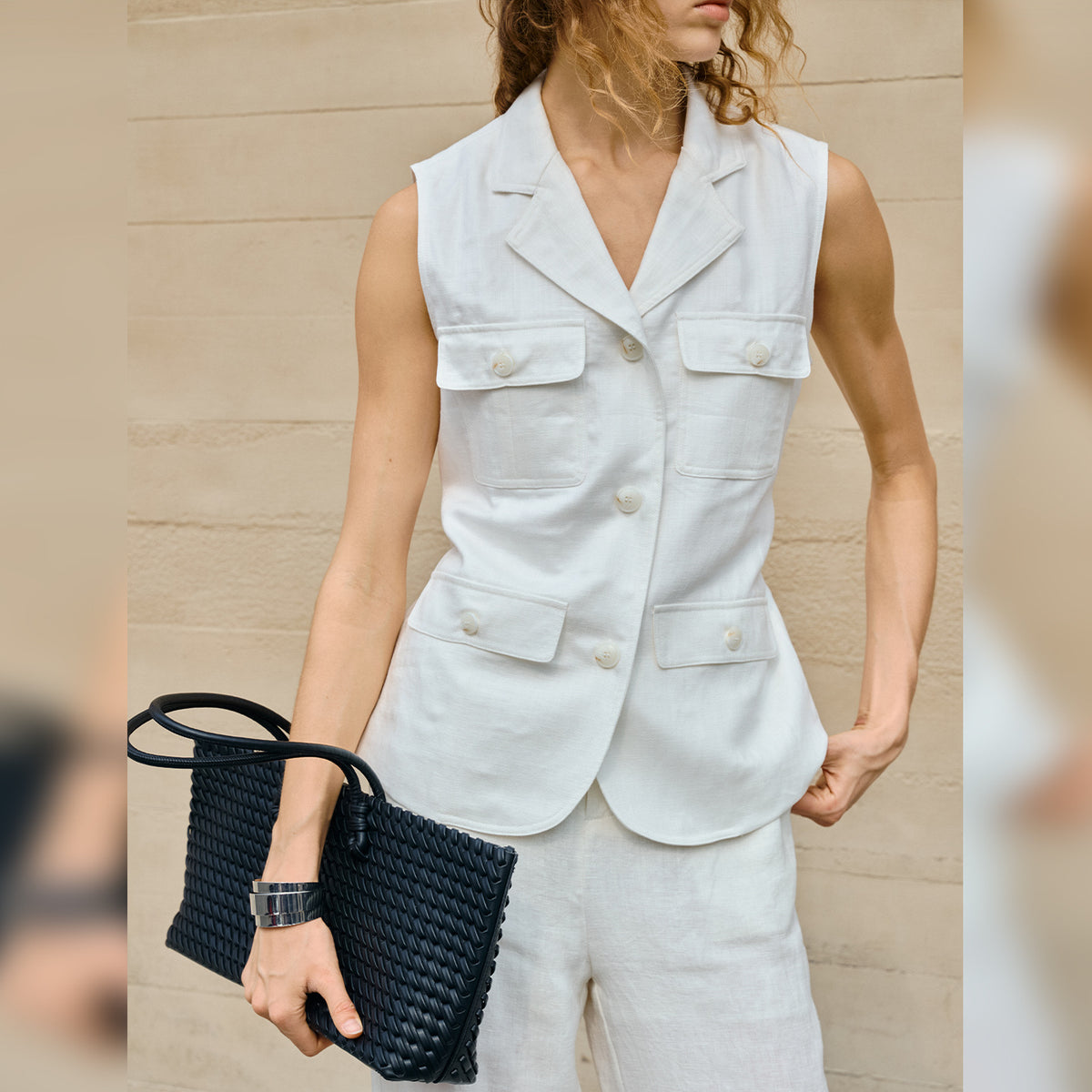 Belted Linen-Blend Waistcoat - view 3 | The BB's Box
