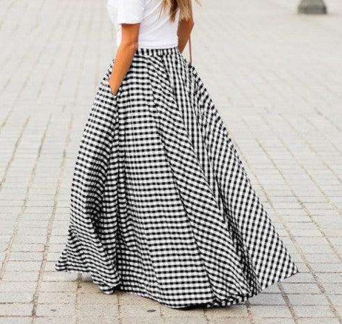 Elegant High Waist Plaid Skirt for Women - close-up | The BB's Box