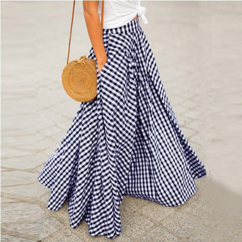 Elegant High Waist Plaid Skirt for Women - side view | The BB's Box