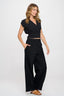Solid Linen V neck Crop Top w Smock Back Detail-3