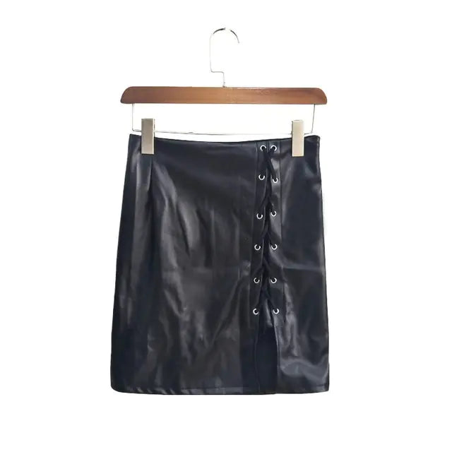 Belted Leather High-Slit Skirt - styling view | The BB's Box